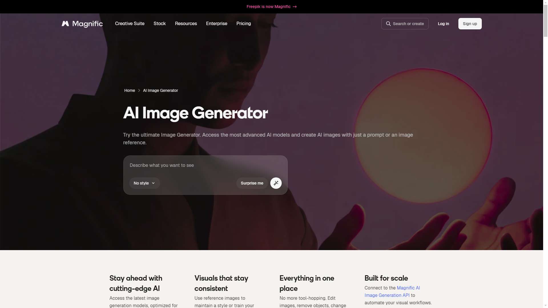 Freepik AI Image Generator 界面预览