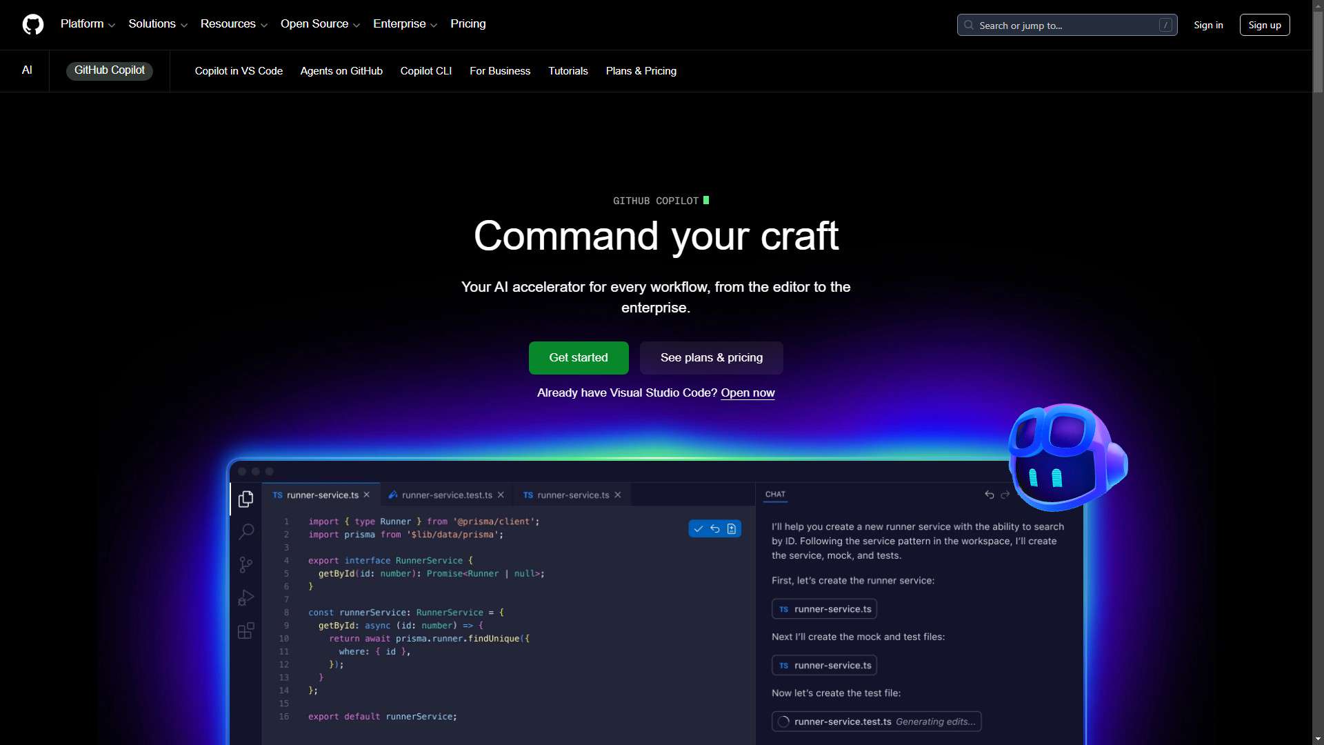 GitHub Copilot 界面预览