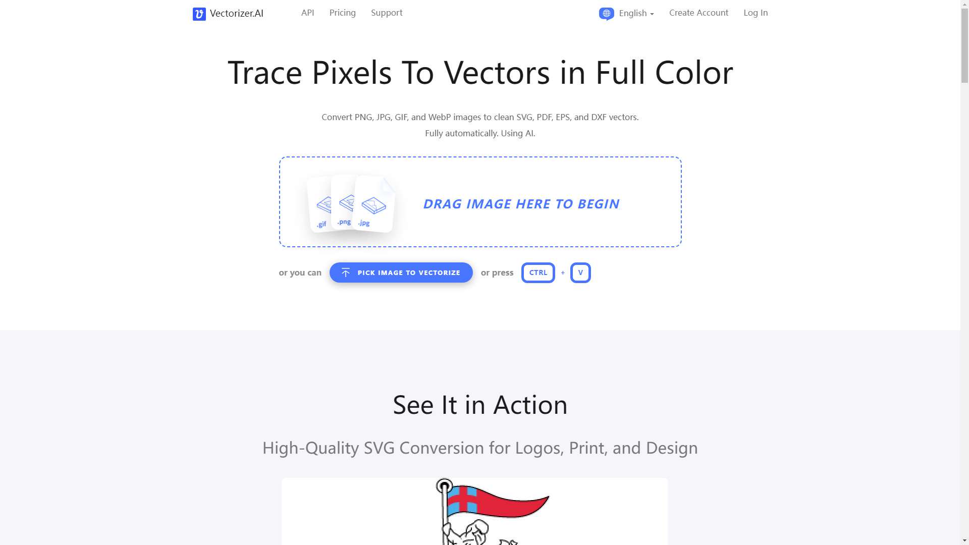 Vectorizer.AI 界面预览